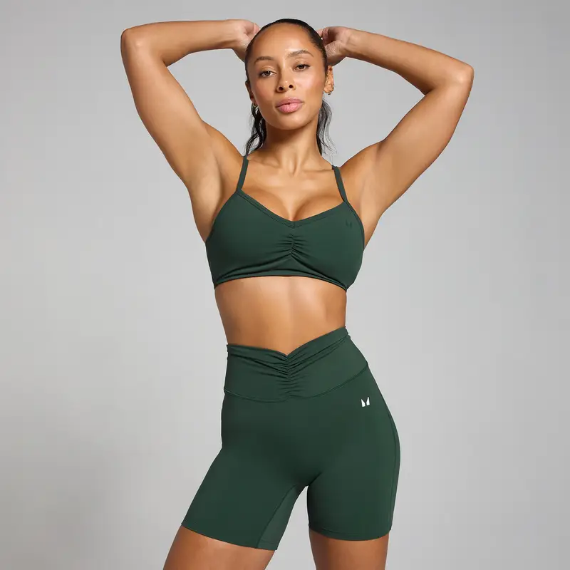 Reggiseno sportivo con rouches frontali MP Tempo - Smeraldo scuro Verde