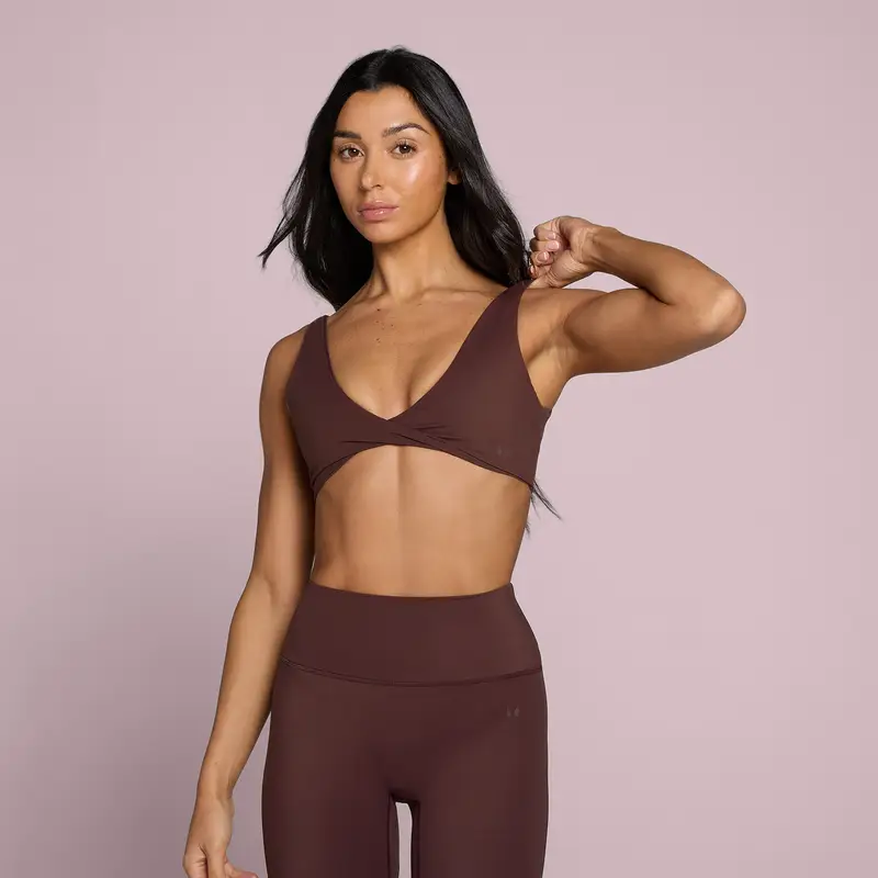 Reggiseno sportivo MP donna Tempo con dettaglio twist - Fudge Marrone