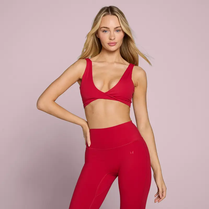 Reggiseno sportivo MP donna Tempo con dettaglio twist - Rosso rosa