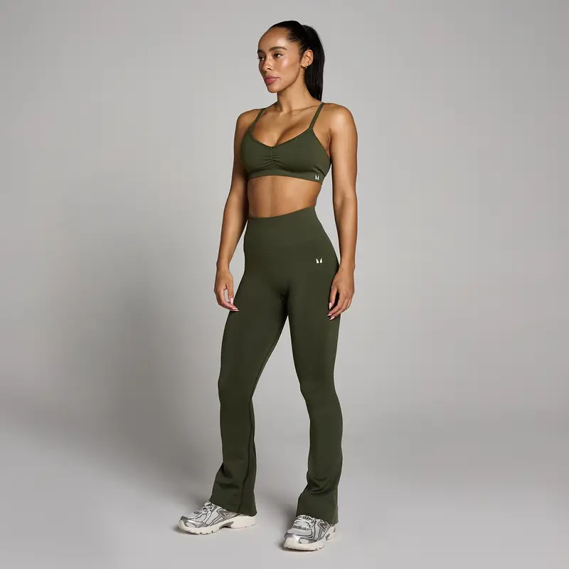 Reggiseno sportivo MP Tempo donna senza cuciture con arricciatura frontale - Verde foresta miniatura 3