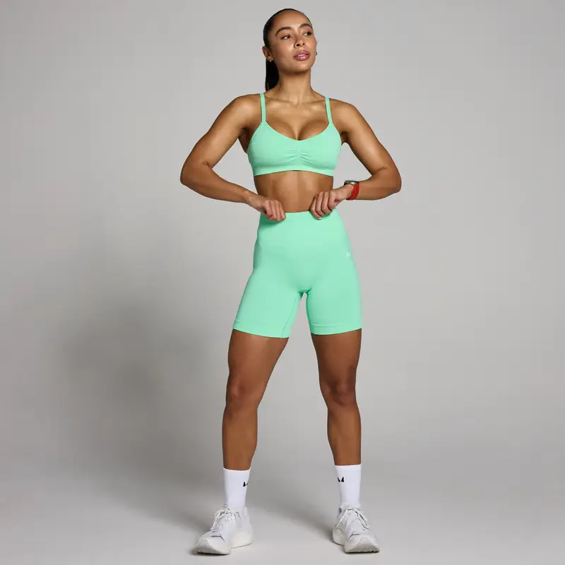 Reggiseno sportivo MP Tempo donna senza cuciture con arricciatura frontale - Verde menta miniatura 3
