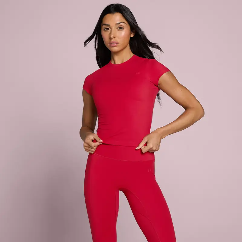 T-shirt aderente a manica corta MP donna Tempo - Rosso rosa