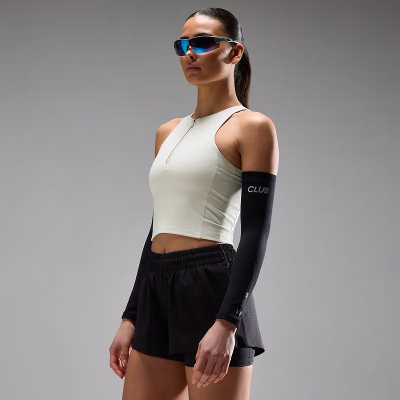 Top da corsa donna MP Velocity Ultra con zip frontale - Grigio nebbia Crema