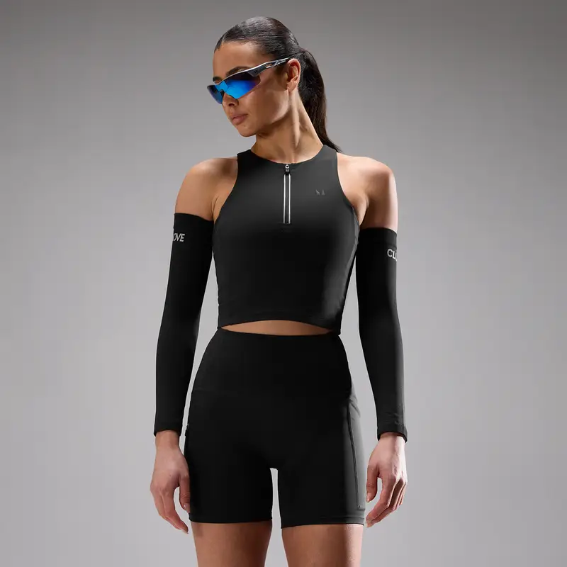 Top da corsa donna MP Velocity Ultra con zip frontale - Nero