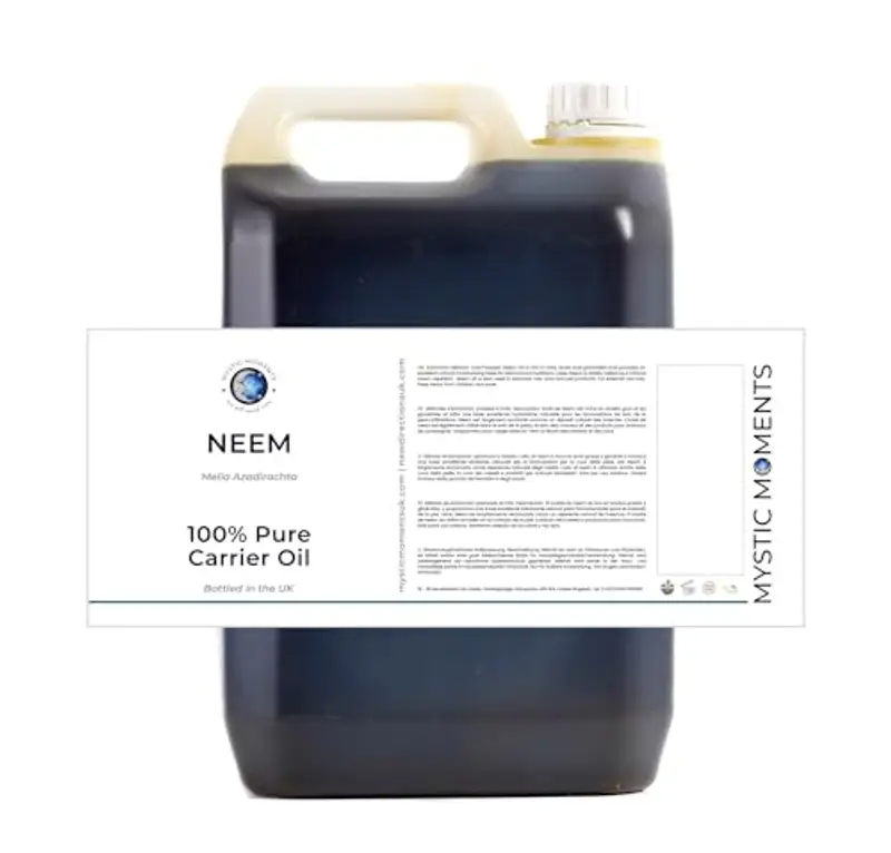 Mystic Moments Olio vettore di neem, 5 litri, olio puro e naturale, perfetto per capelli, viso, unghie, aromaterapia, massaggi e diluizione dell'olio, vegano senza OGM