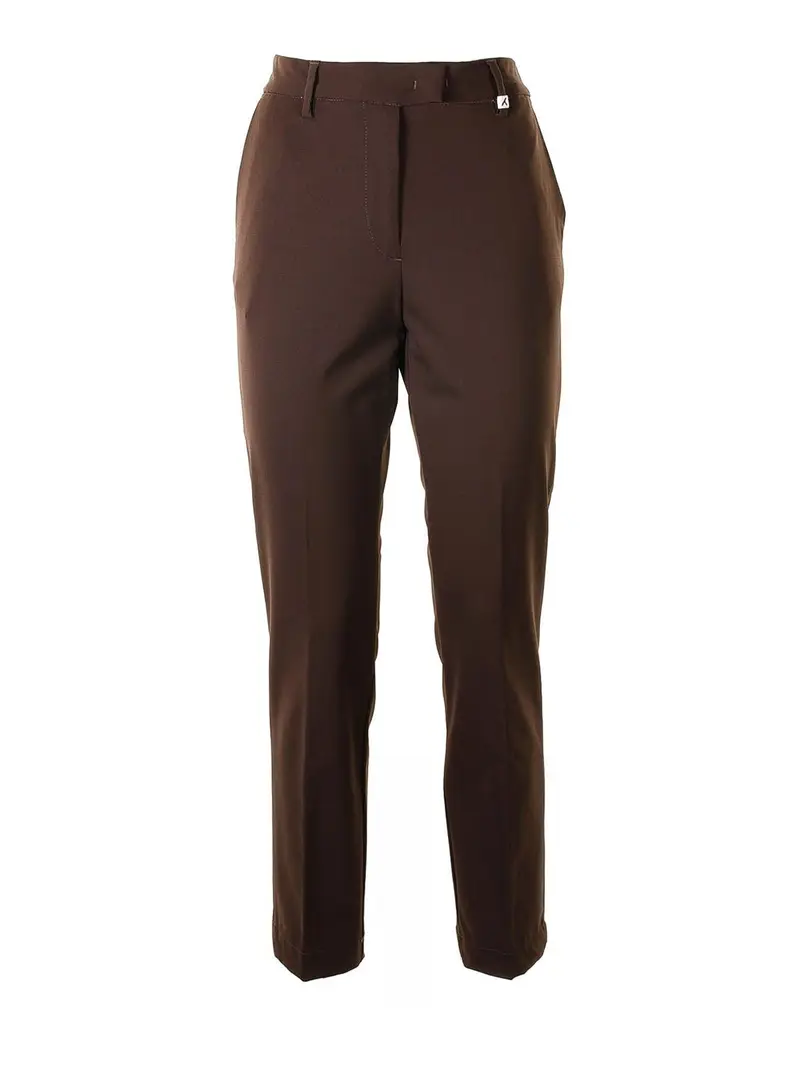 Pantalone Chino Marrone A Vita Alta Marrone Scuro