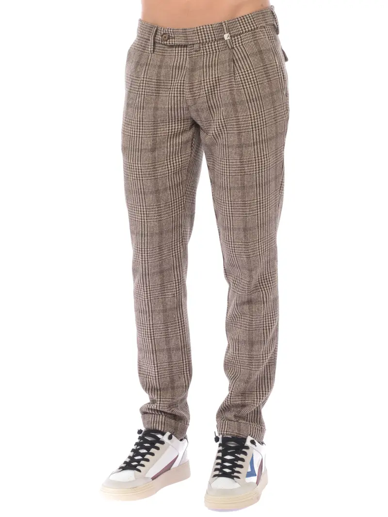 pantalone da uomo Myths chino a quadri MARRON