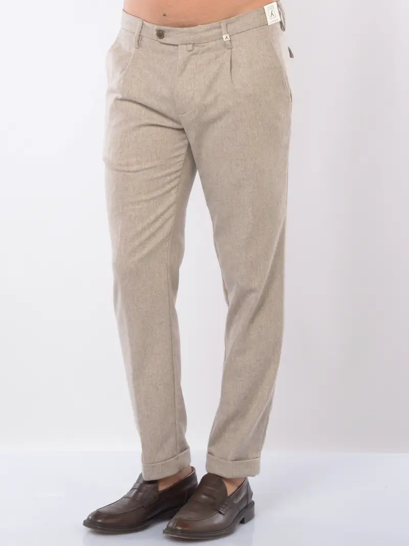pantalone da uomo Myths chino con pinces BEIGE