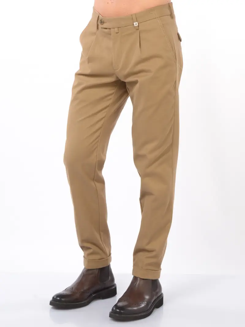 pantalone da uomo Myths con pinces e balza BEIGE