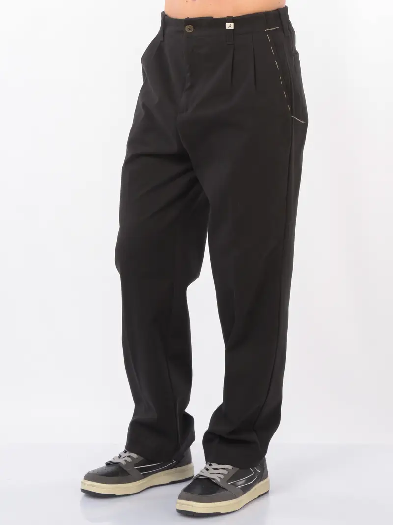 pantalone da uomo Myths doppia pinces con elastico NERO