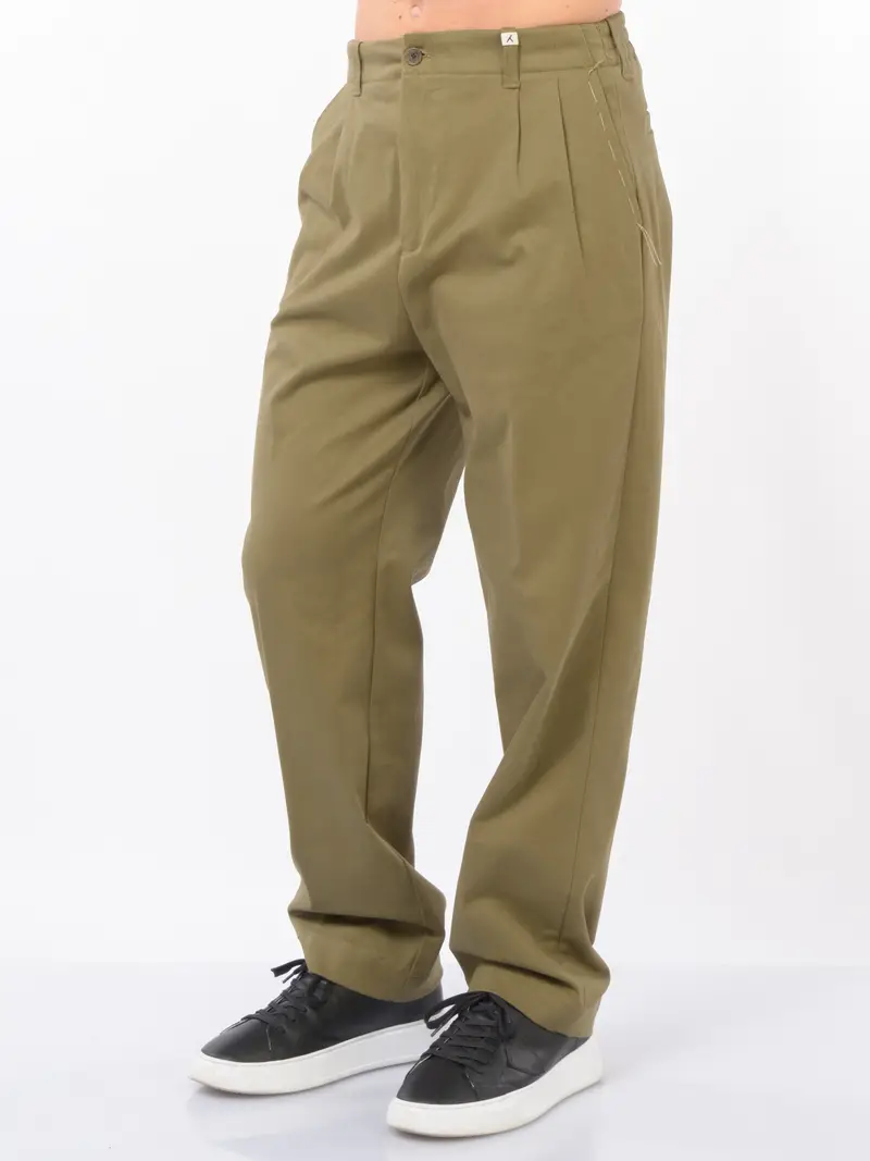 pantalone da uomo Myths doppia pinces con elastico Verde