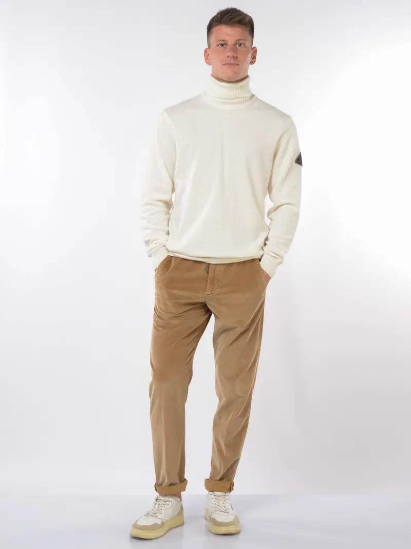 pantalone da uomo Myths in velluto con coulisse MARRON miniatura 2