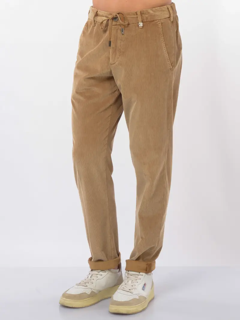 pantalone da uomo Myths in velluto con coulisse MARRON