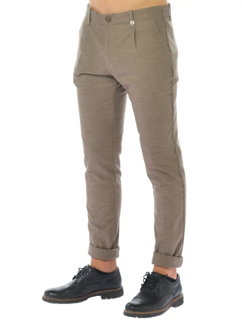 pantalone da uomo Myths micro pied de poul con pinces BEIGE miniatura 2