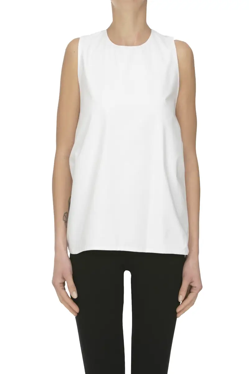 Blusa con fiocco posteriore Bianco