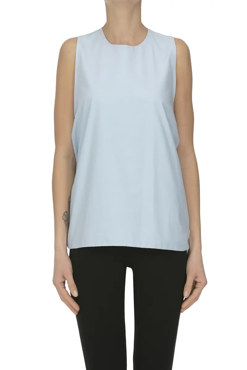 Blusa con fiocco posteriore Celeste