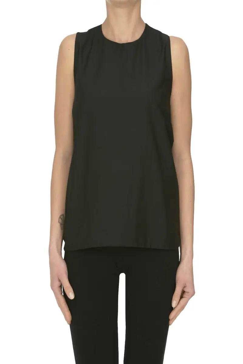 Blusa con fiocco posteriore Nero