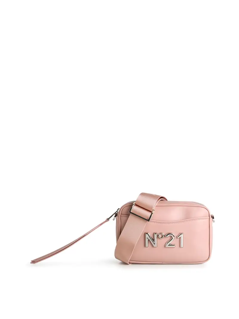 Borsa in ecopelle con logo argentato Rosa