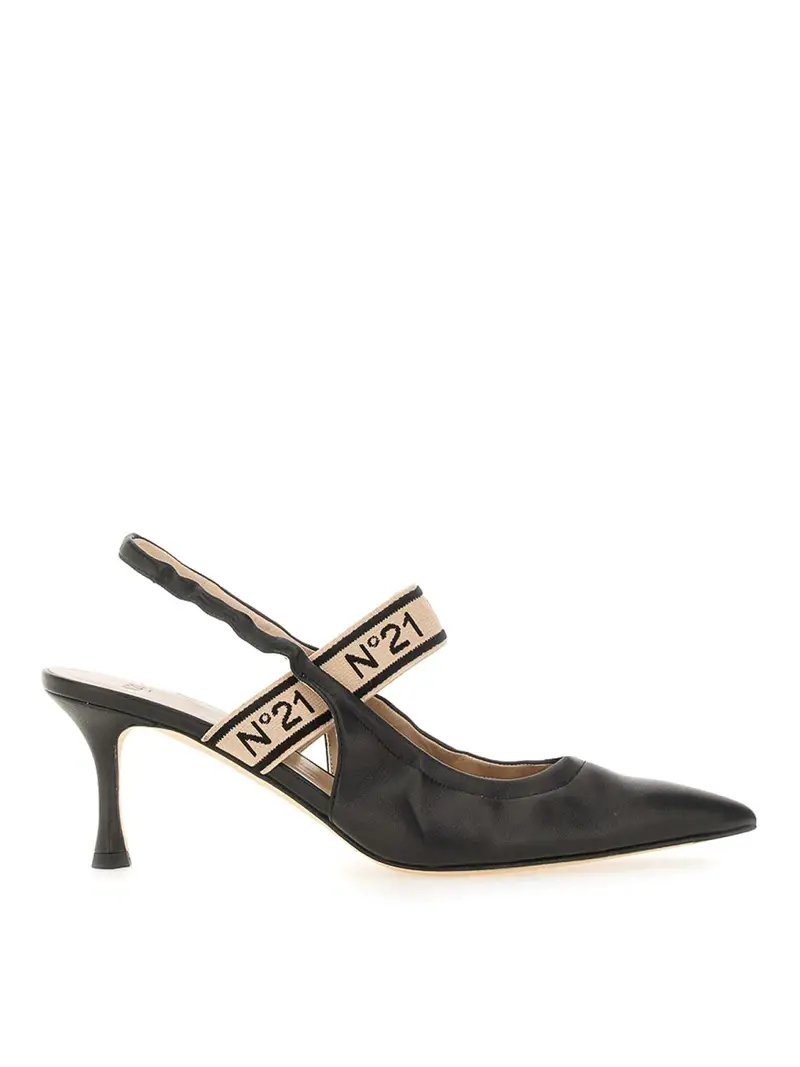 Slingback con logo Nero
