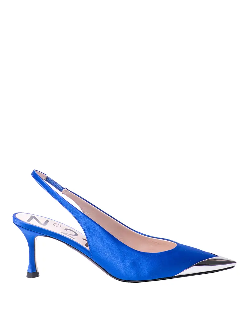 Slingback in raso Blu
