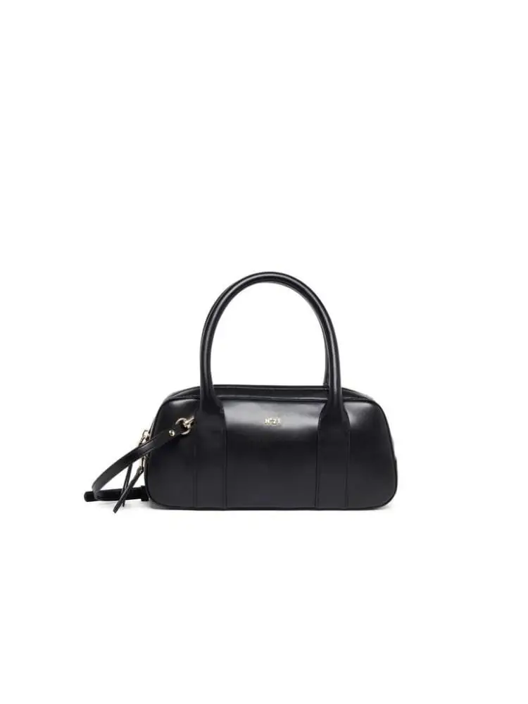 borsa nera bambina logo sul davanti