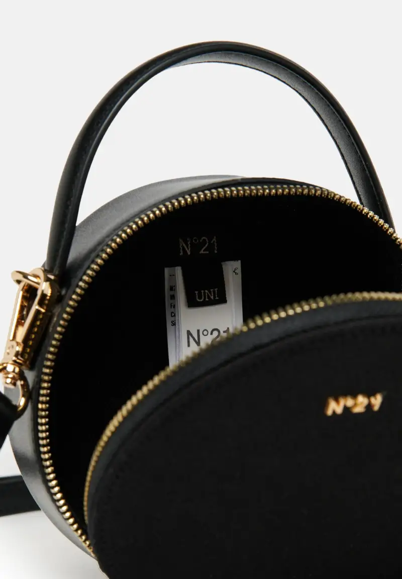 Borsa nera da donna con logo e forma rotonda miniatura 3