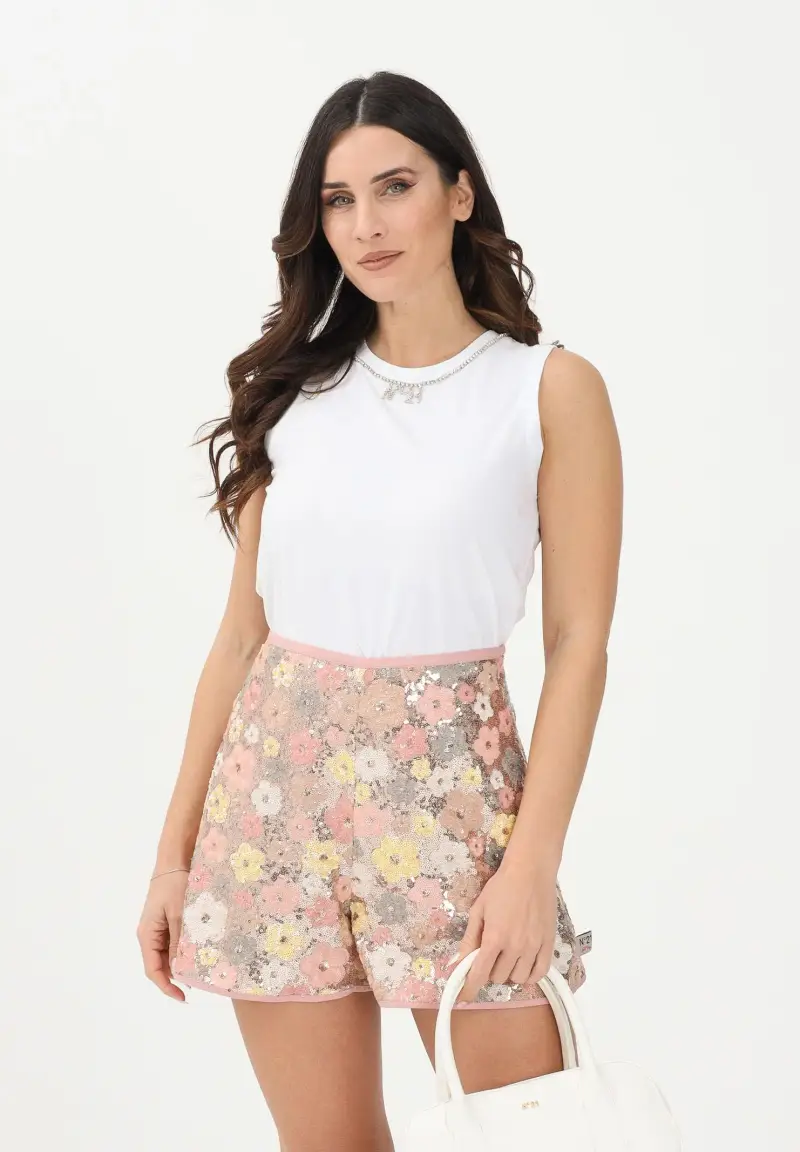 Canotta bianca per donna, ragazze e bambine con dettaglio gioiello miniatura 2