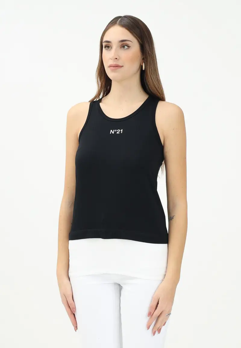 N21 Canotta nera per donna e bambina con stampa logo