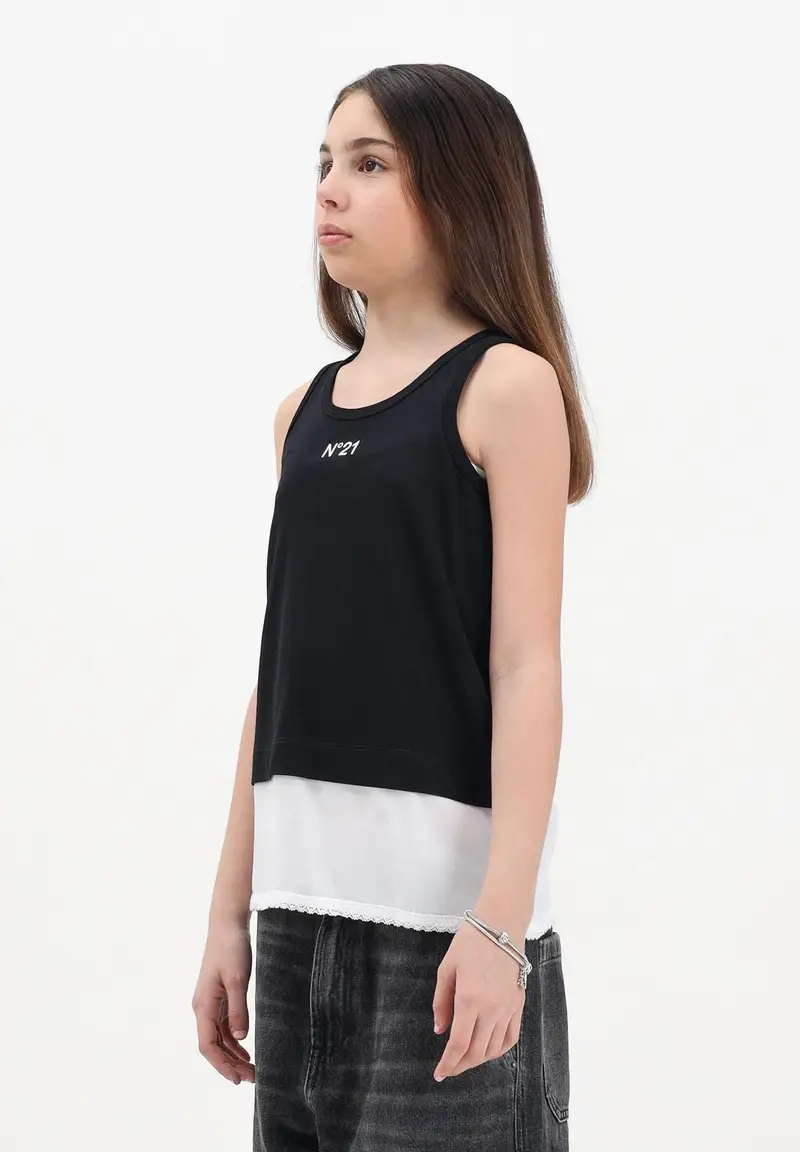 N21 Canotta nera per donna e bambina con stampa logo miniatura 3