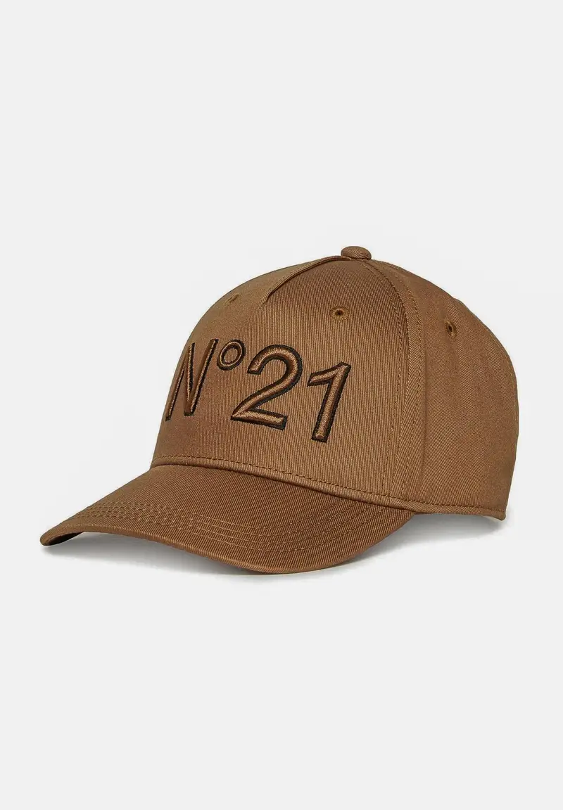 N21 Cappello con visiera cammello per uomo e donna con logo N°21 ricamato