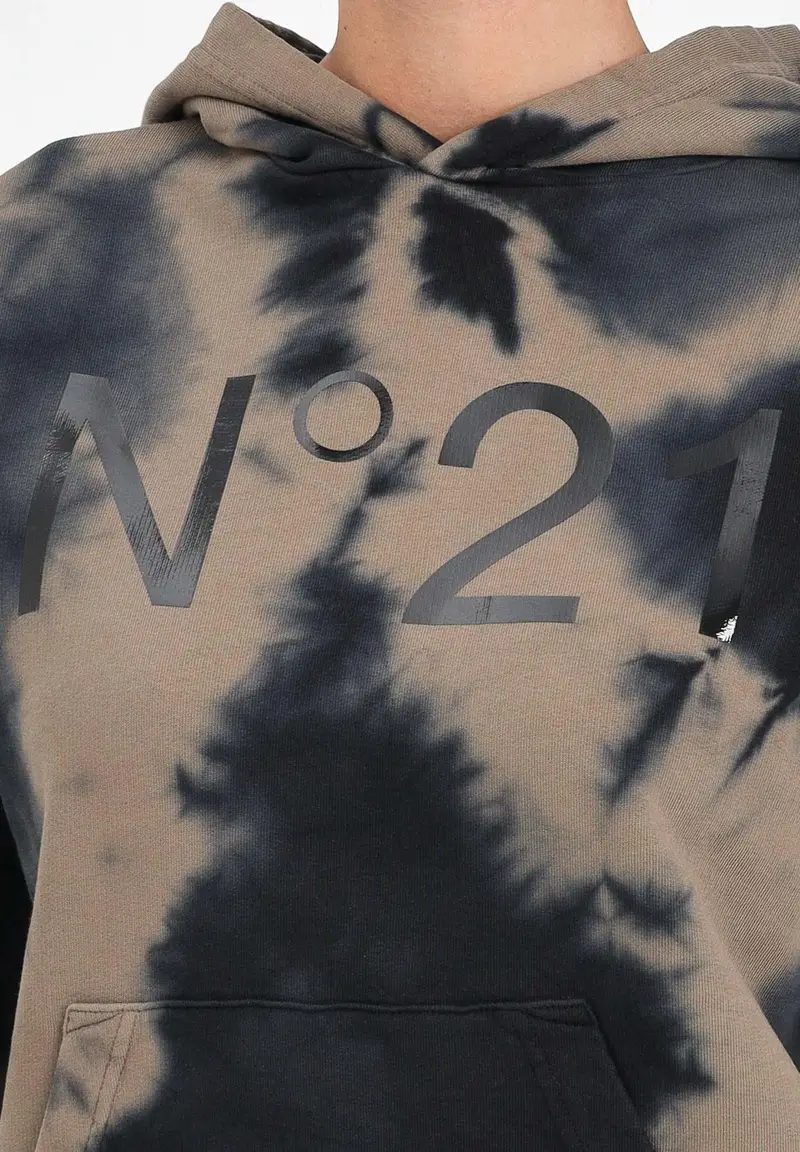 N21 Felpa con cappuccio cammello per donna, ragazzi e bambini in cotone tie-dye miniatura 2