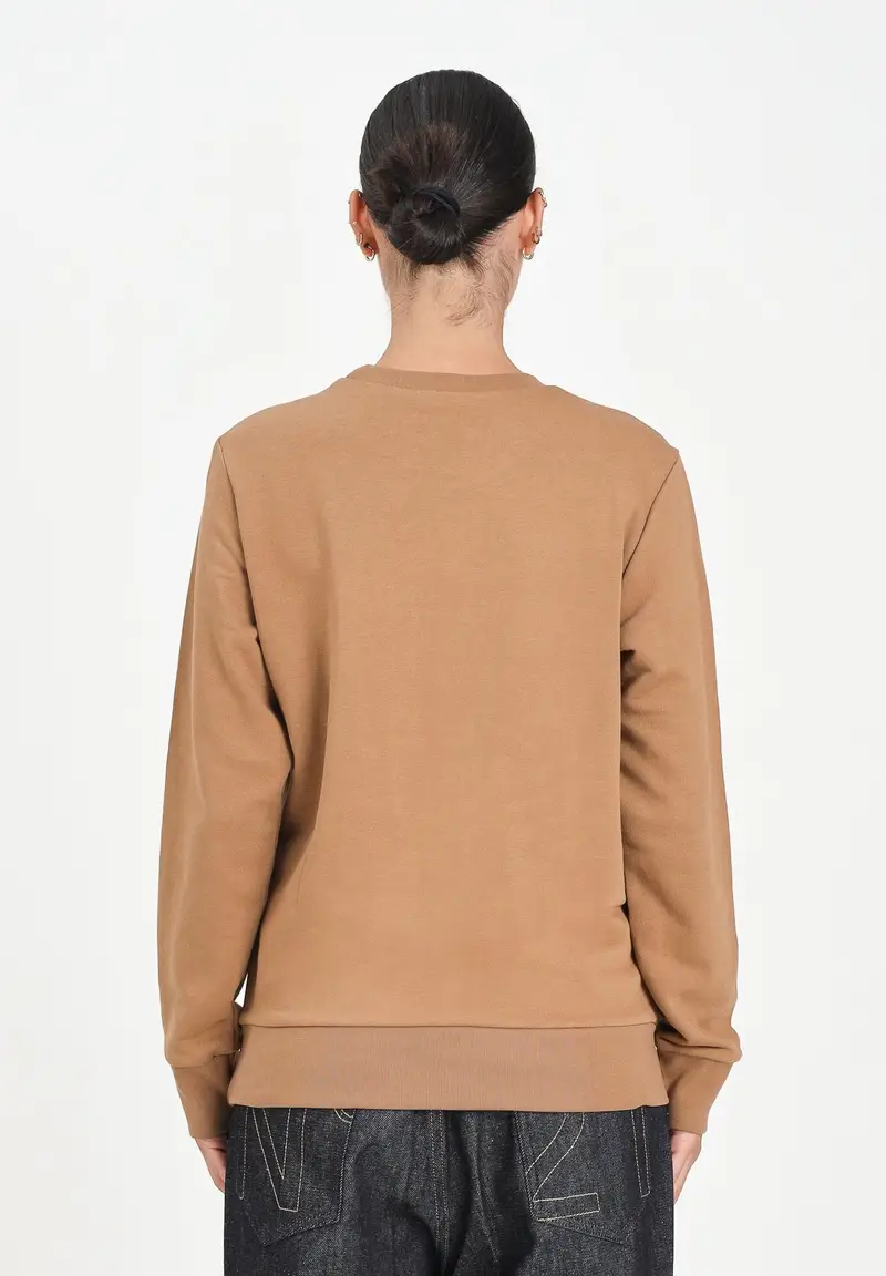 N21 Felpa girocollo cammello per donna, ragazzi e bambini con logo a contrasto miniatura 3