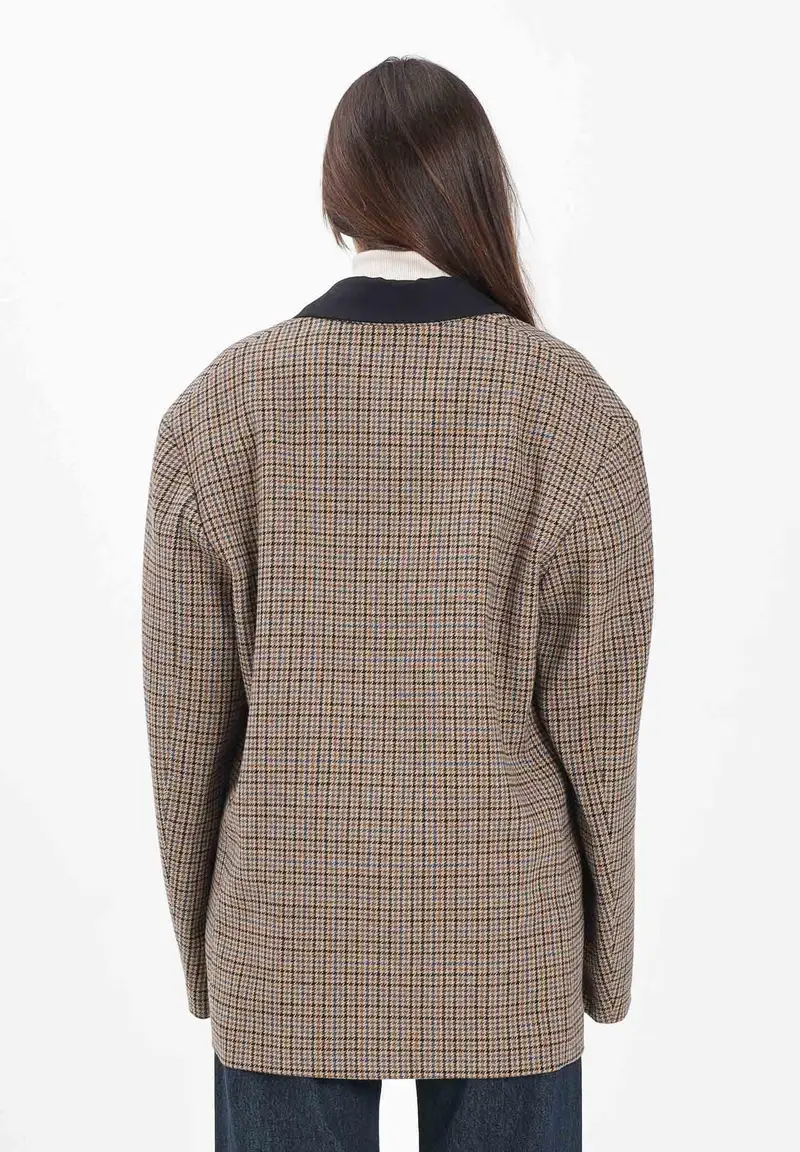 Giacca doppiopetto in Harris Tweed beige per donna e ragazze miniatura 3