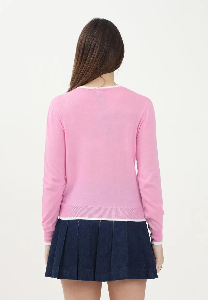 N21 Maglioncino girocollo rosa per donna, ragazze e bambine con taschino miniatura 2