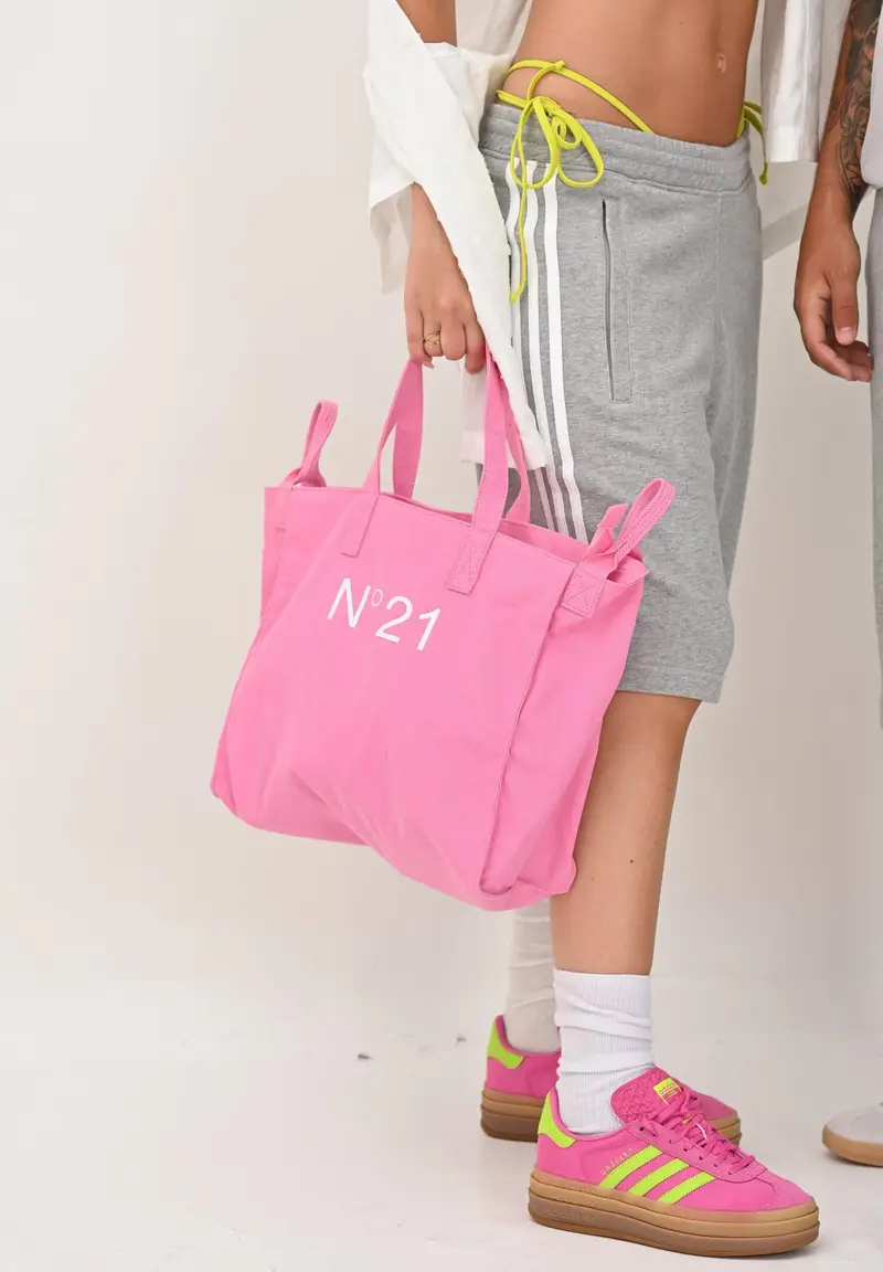 N21 Shopper fucsia da donna con stampa logo miniatura 3