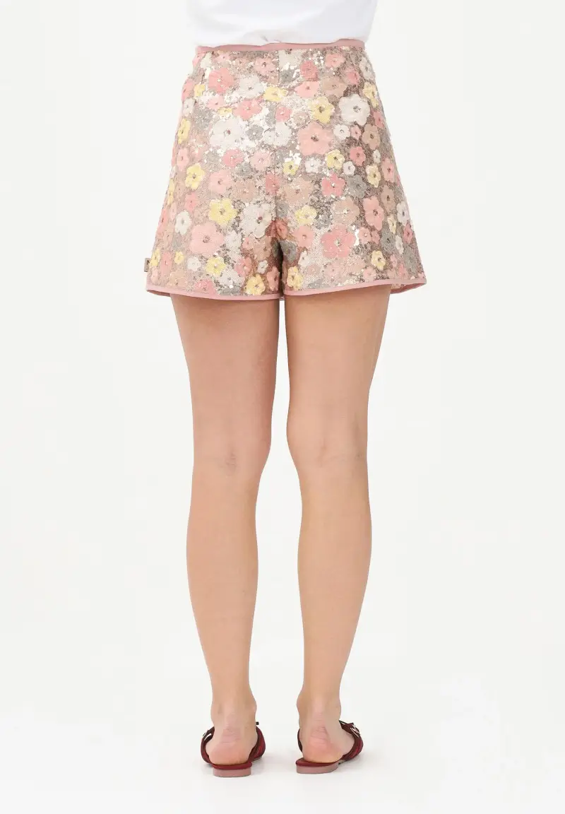 Shorts rosa per donna, ragazze e bambine ricoperto da paillettes miniatura 3