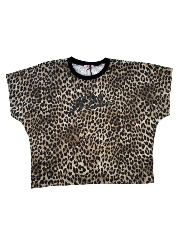 tshirt animalier bambina logo sul davanti