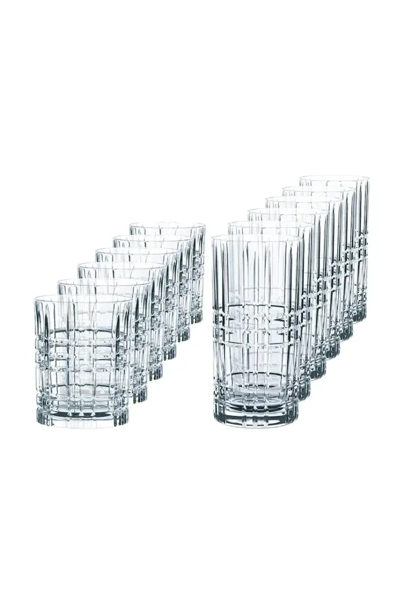 set bicchieri Highland Square 345/445 ml pacco da 12 colore trasparente Transparente