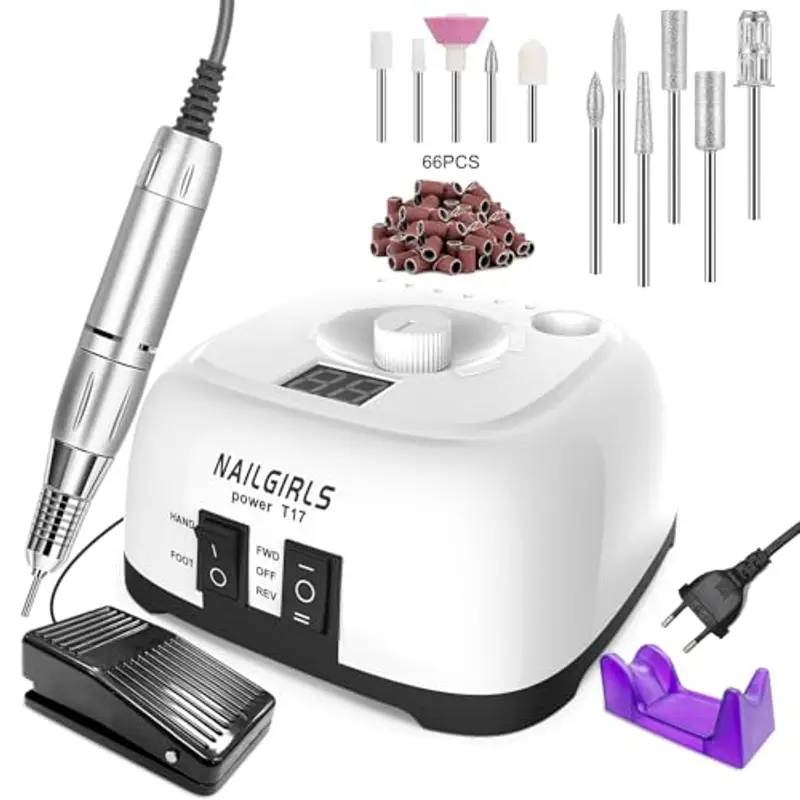 NAILGIRLS Fresa per Unghie Professionale 35000RPM, Fresa Unghie, Lima Per Unghie Elettrica, Lima Unghie Elettrica con