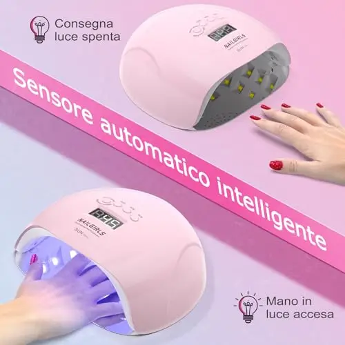 NAILGIRLS Lampade UV Per Unghie, 150W Portatile Lampada per Unghie Asciuga Smalto Fornetto Unghie per miniatura 3