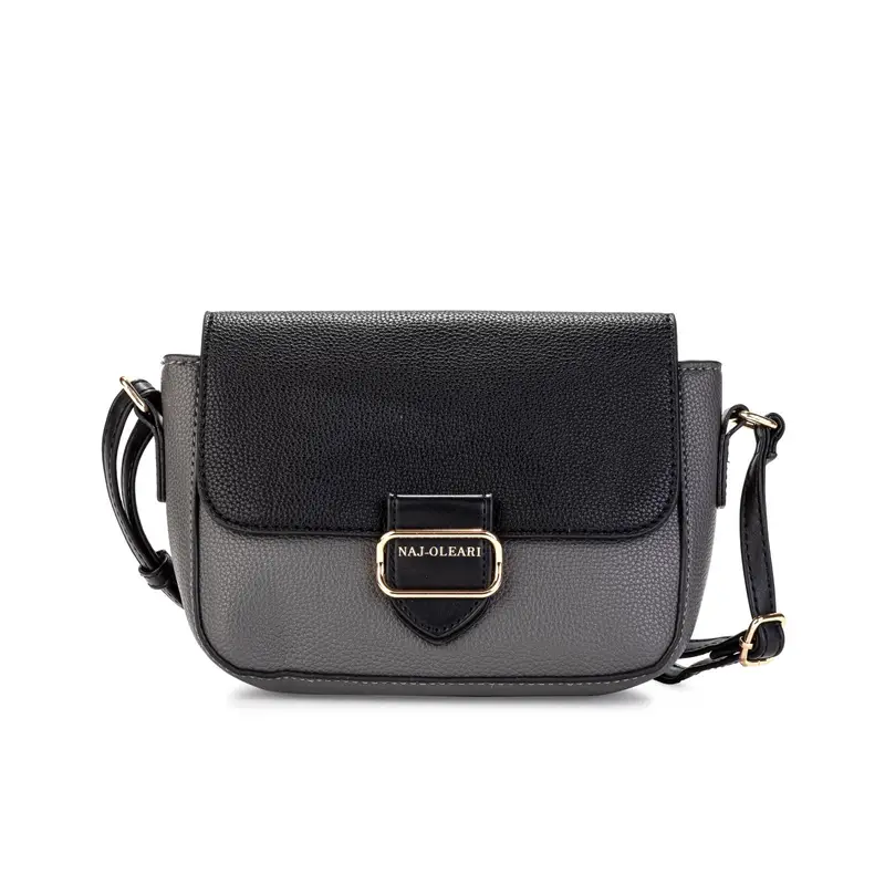 Borsa nera e grigia con tracolla regolabile