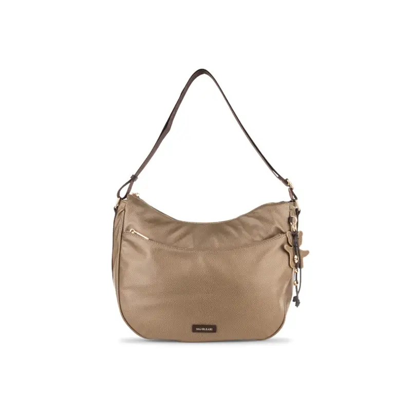 Moon bag beige da donna con ciondoli e tracolla