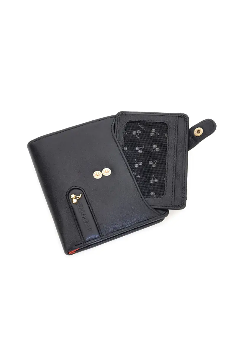 Portafoglio nero con zip e portacarte integrato in vera pelle Naj-Oleari 2521/RW3 [NERO] miniatura 3