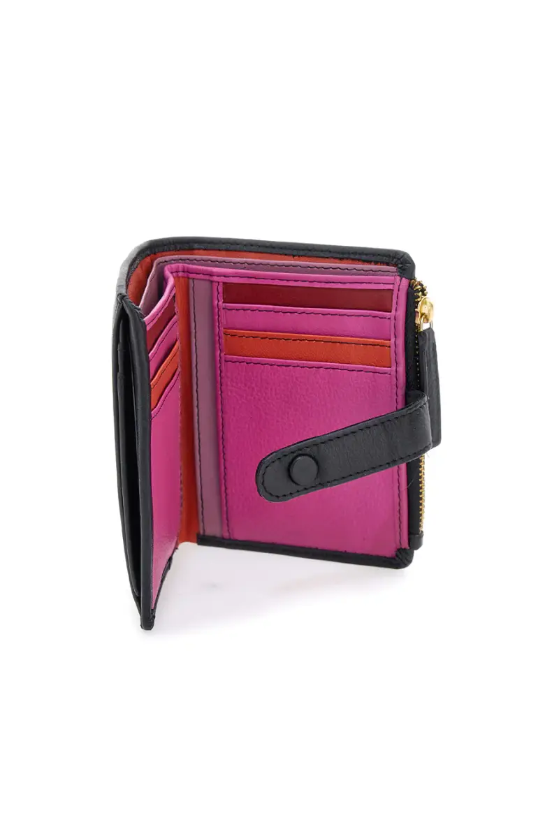 Portafoglio nero con zip e portacarte integrato in vera pelle Naj-Oleari 2521/RW3 [NERO] miniatura 4