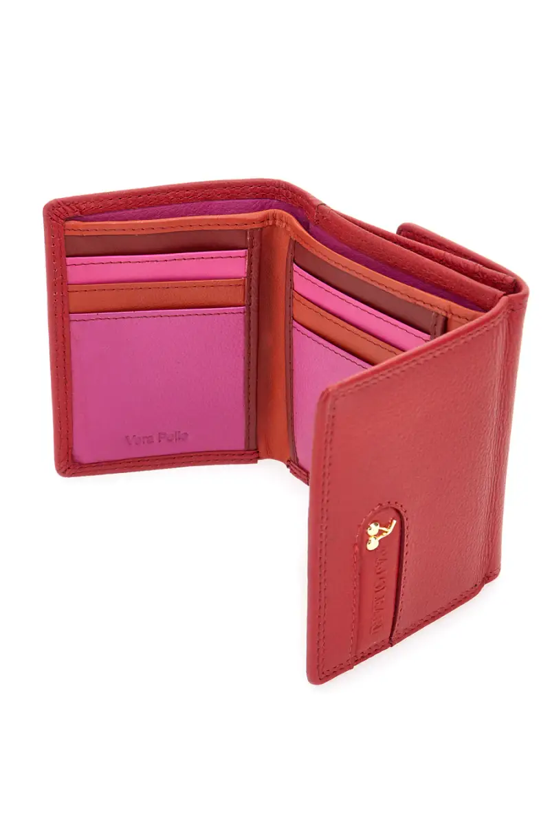 Portafoglio rosso multitasche in vera pelle Naj-Oleari 2047/RW3 [ROSSO] miniatura 2