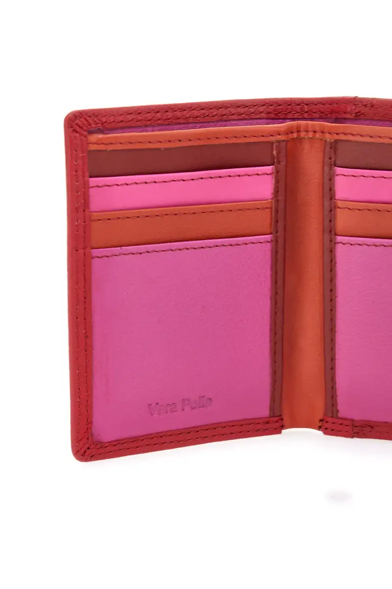 Portafoglio rosso multitasche in vera pelle Naj-Oleari 2047/RW3 [ROSSO] miniatura 3