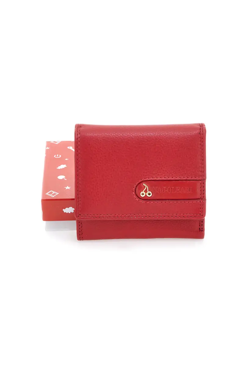 Portafoglio rosso multitasche in vera pelle Naj-Oleari 2047/RW3 [ROSSO]