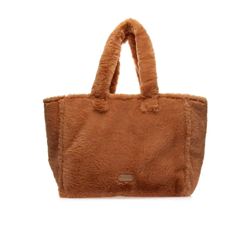 Shopper marrone in morbido peluche