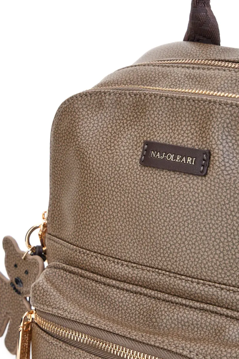 Zaino taupe con charm orsetto e spallacci regolabili Naj-Oleari 61801/BOBA13 [CIOCCOLATO] miniatura 2