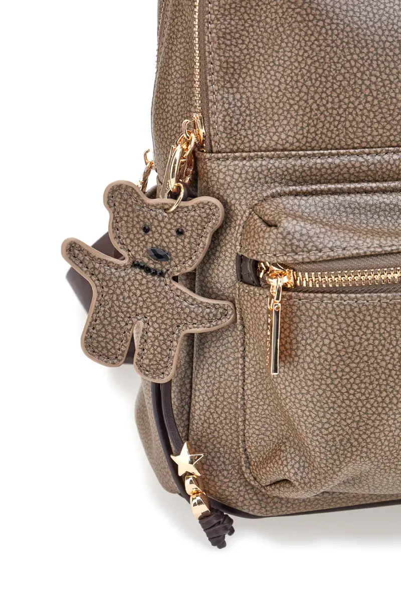 Zaino taupe con charm orsetto e spallacci regolabili Naj-Oleari 61801/BOBA13 [CIOCCOLATO] miniatura 4